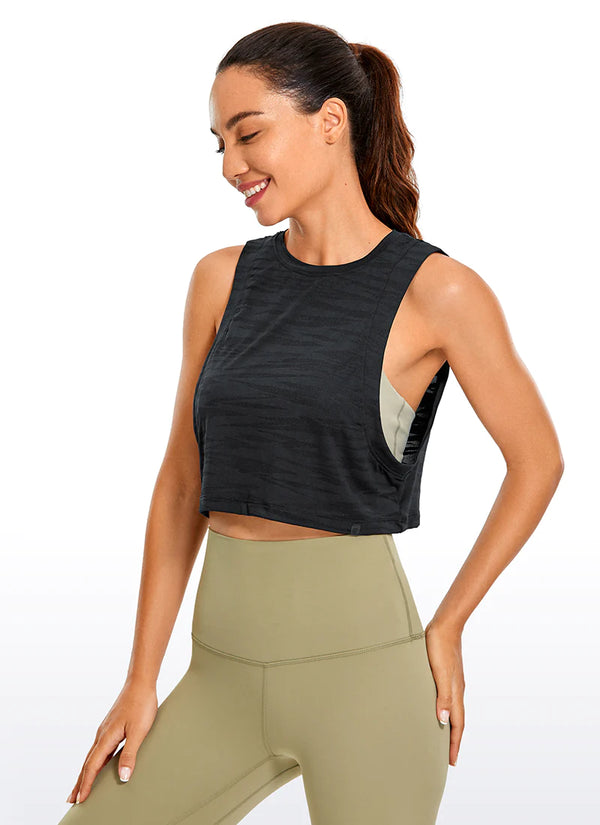 Jacquard Cropped Tank Tops